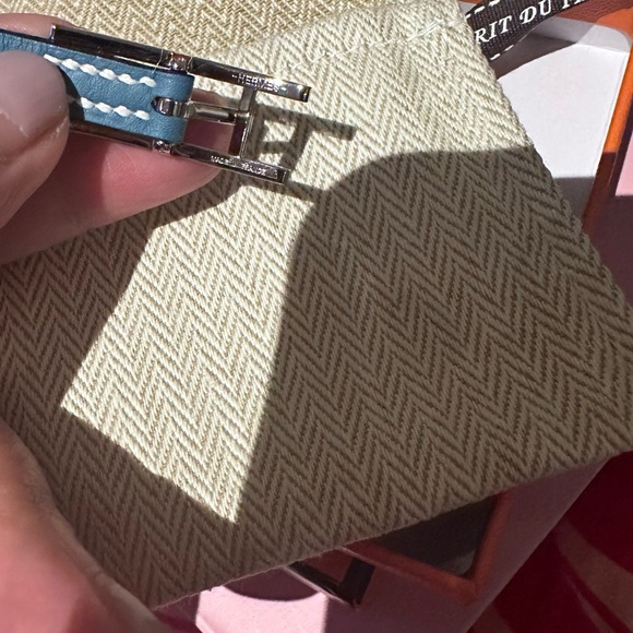 BNIB Authentic Hermes Behapi Double Tour Bracelet Blue Jean/Biscuit Palladium HW - Picture 9 of 9